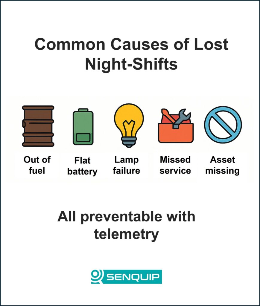 Causes of lost night shifts