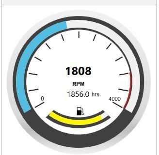 Machine monitoring dashboard gauge widget showing RPM and fuel level