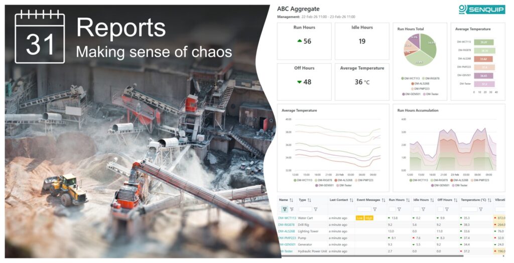 A quarry being monitored by senquip resulting in a simple report