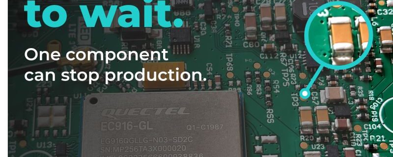 Senquip PCB showing capacitors on long lead times