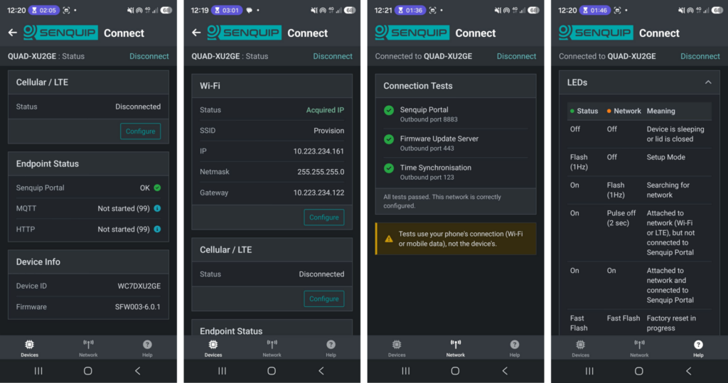 Senquip Connect App screenshots